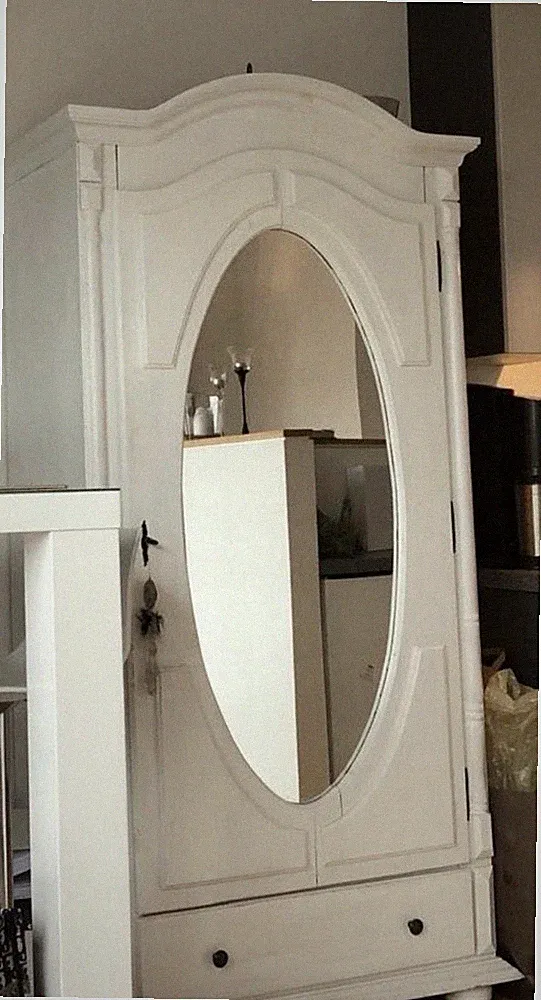 Holzschrank/ Landhausschrank mit Spiegel / Shabby Chic Weiß Landhausstil