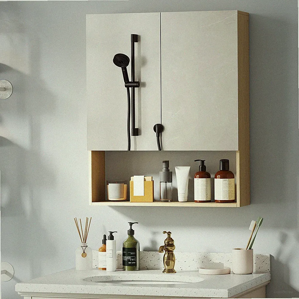HOMCOM Spiegelschrank Bad, Badezimmerschrank mit Spiegel Soft-Close, Badschrank
