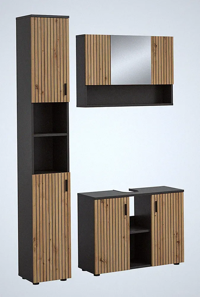 Homes & Jones Badezimmermöbel Set 3-tlg. Badmöbelset mit Badspiegelschrank
