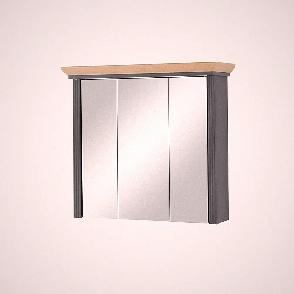 JASMIN Spiegelschrank breit 3-türig – Grau / Artisan Eiche ♻️