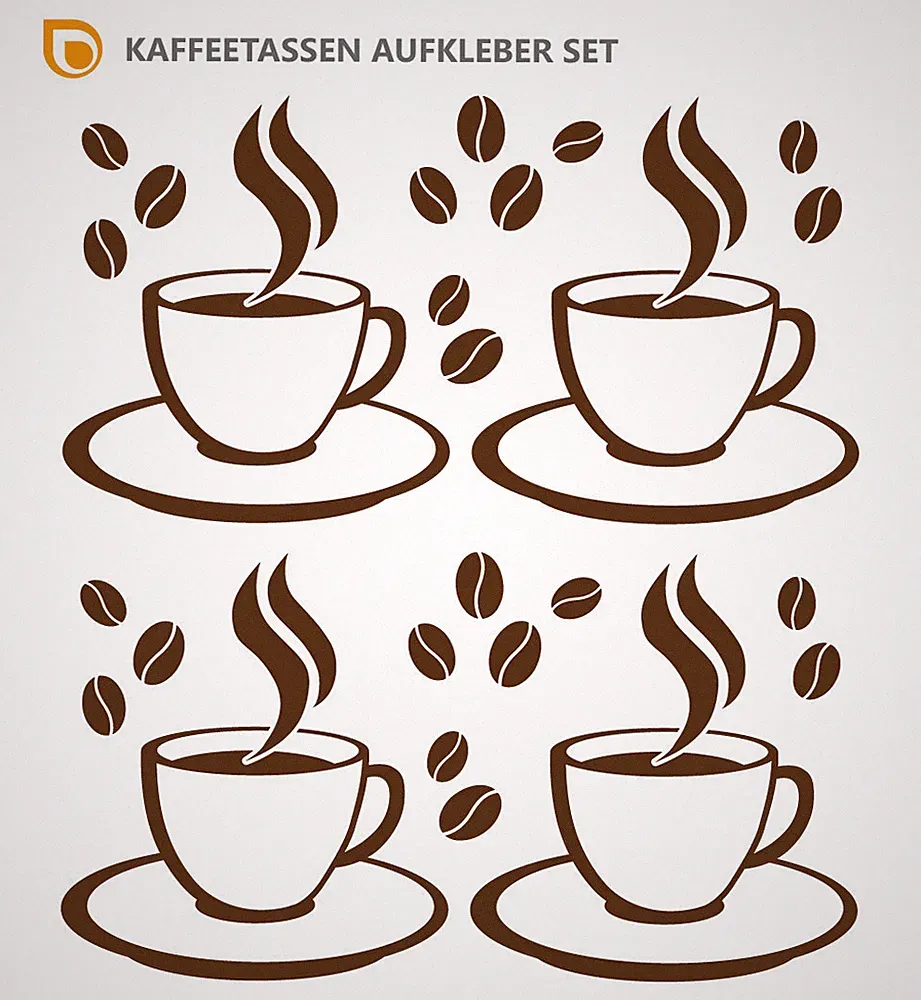 KAFFEETASSEN AUFKLEBER Sticker Deko Cafe Coffee Küche Wandtattoo Fliesen Kaffee