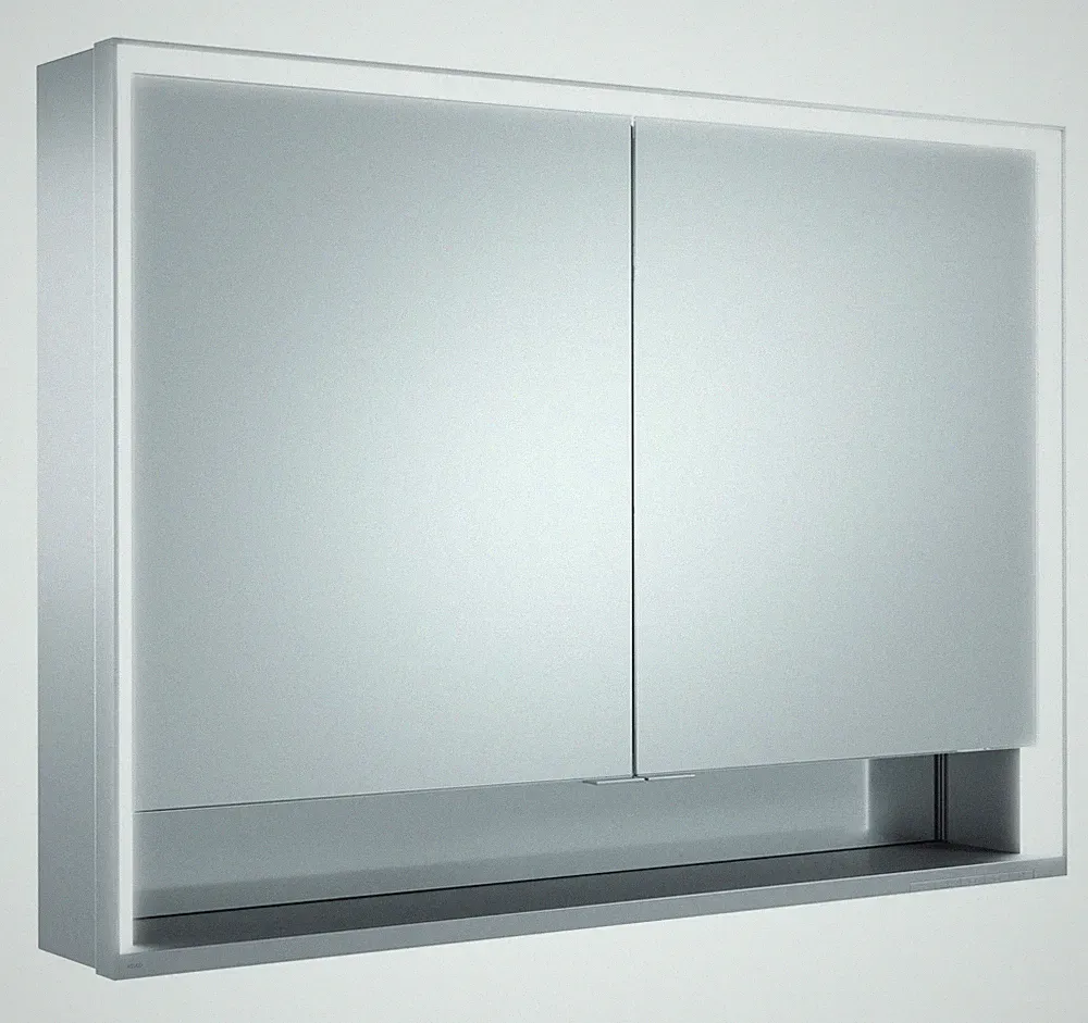 Keuco Royal Lumos Vorbau-Spiegelschrank 2 Türen offene Ablage 1000 x 735 x...