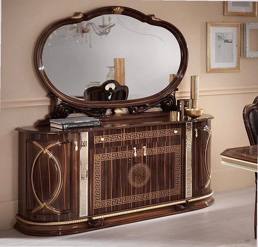 Klassische Anrichte mit Spiegel Kommode xxl Schrank Sideboard Italienische Möbel
