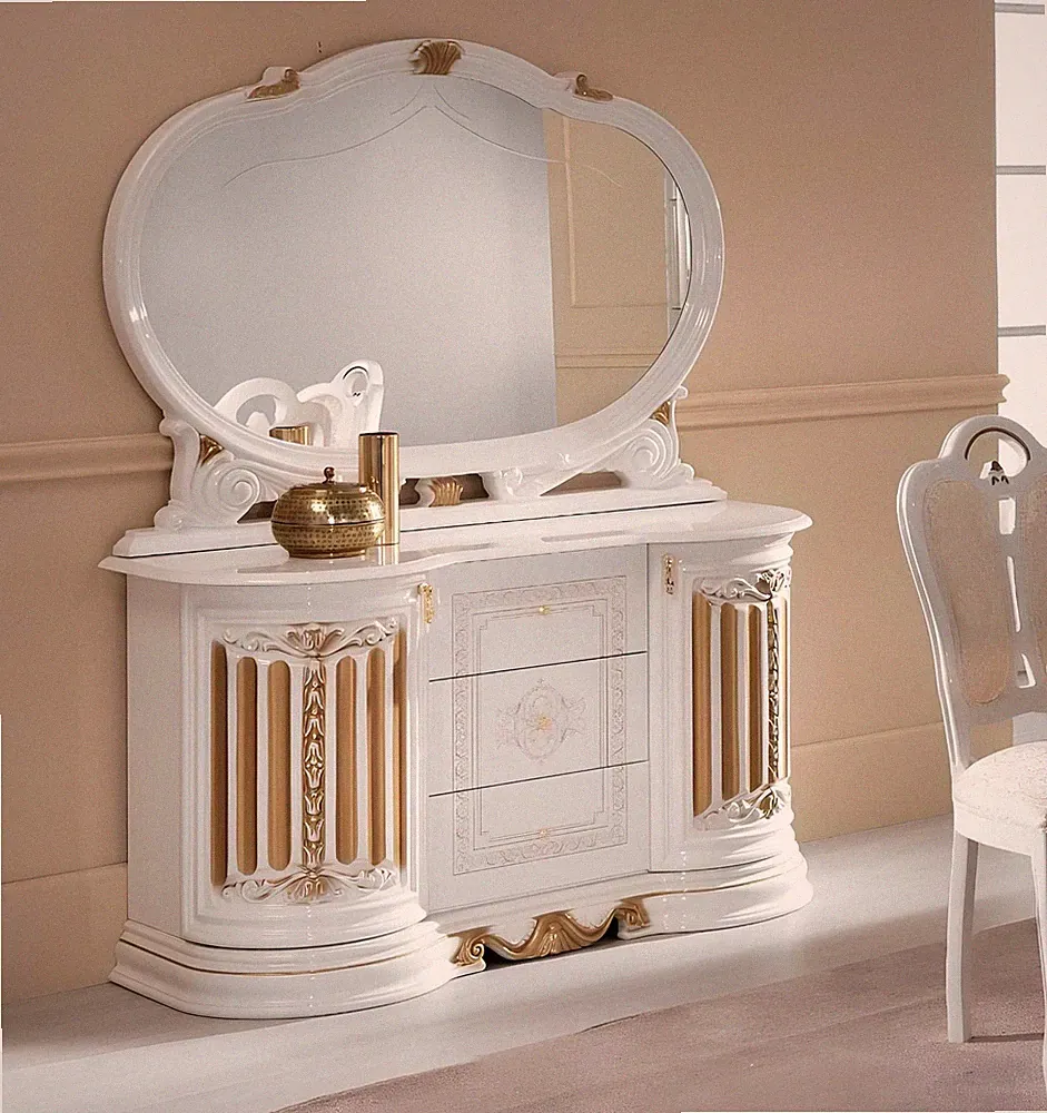 Klassische Kommode Anrichte mit Spiegel xxl Schrank Sideboard Italienische Möbel