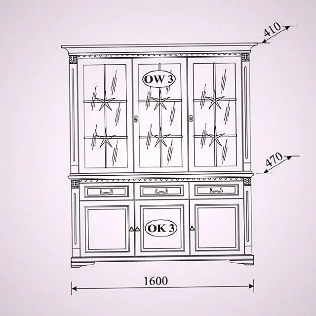 Klassische Vitrine Vitrinenschrank Vitrinen Glasschrank Schrank Kolonial Neu OK3