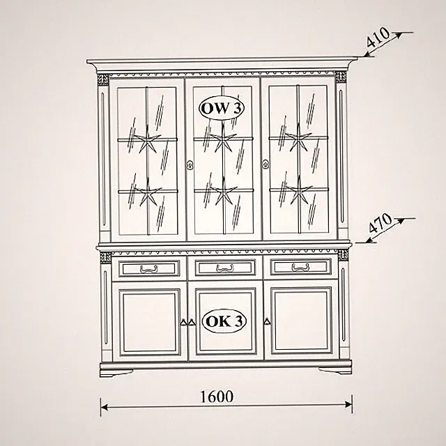 Klassische Vitrine Vitrinenschrank Vitrinen Glasschrank Schrank Kolonial Neu OK3