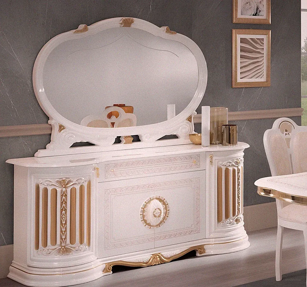 Klassisches Sideboard Kommode Anrichte Spiegel xxl Schrank Italienische Möbel