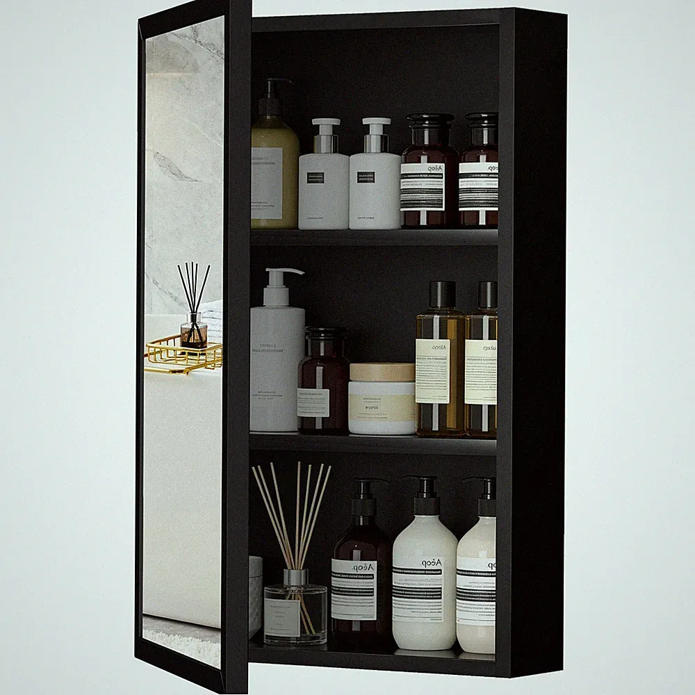 kleankin Badschrank zur Wandmontage mit Spiegel und Ablageregalen