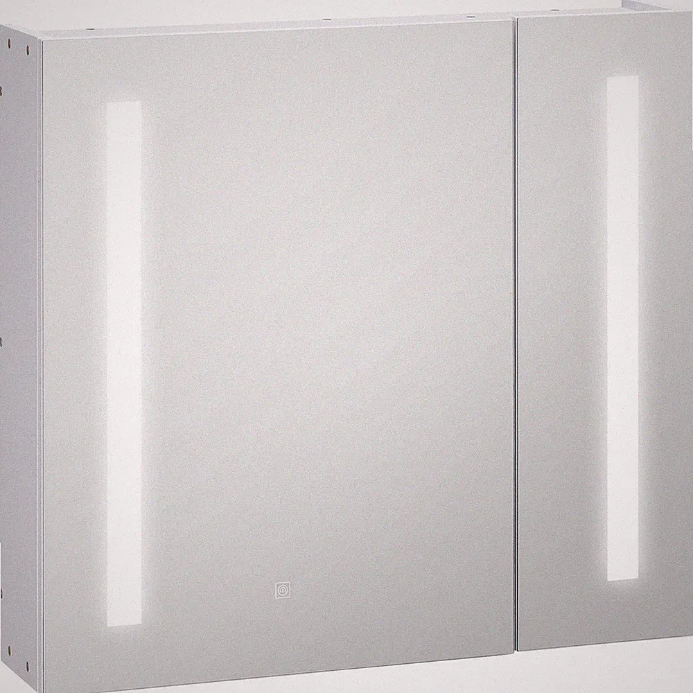 kleankin beleuchteter Badschrank: Wandmontage mit LED-Spiegel, verstellbar