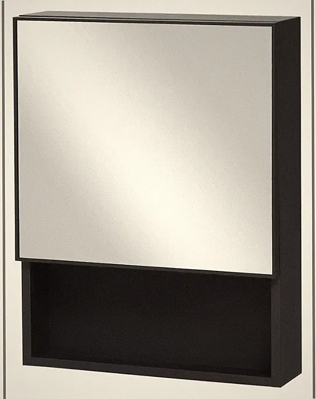 Kleankin Spiegelschrank 834-551V00BK Badschrank Edelstahl Schwarz Wand NEU
