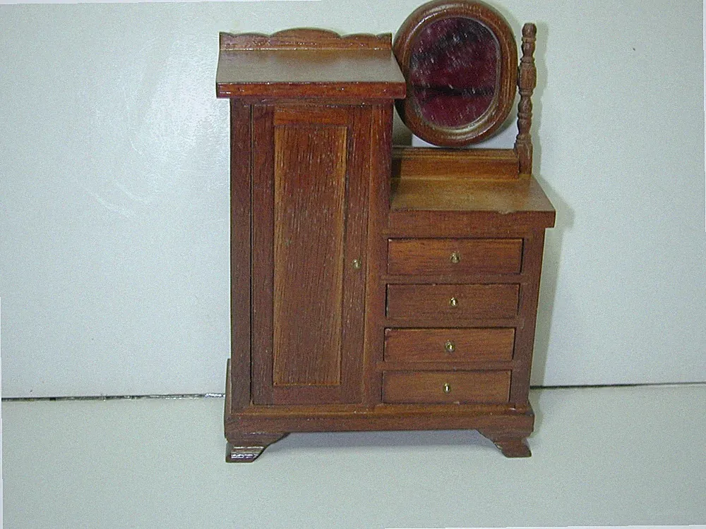 Kleider-/Schubladenschrank m. Spiegel, 1:12, Puppenhaus, NEU & OVP