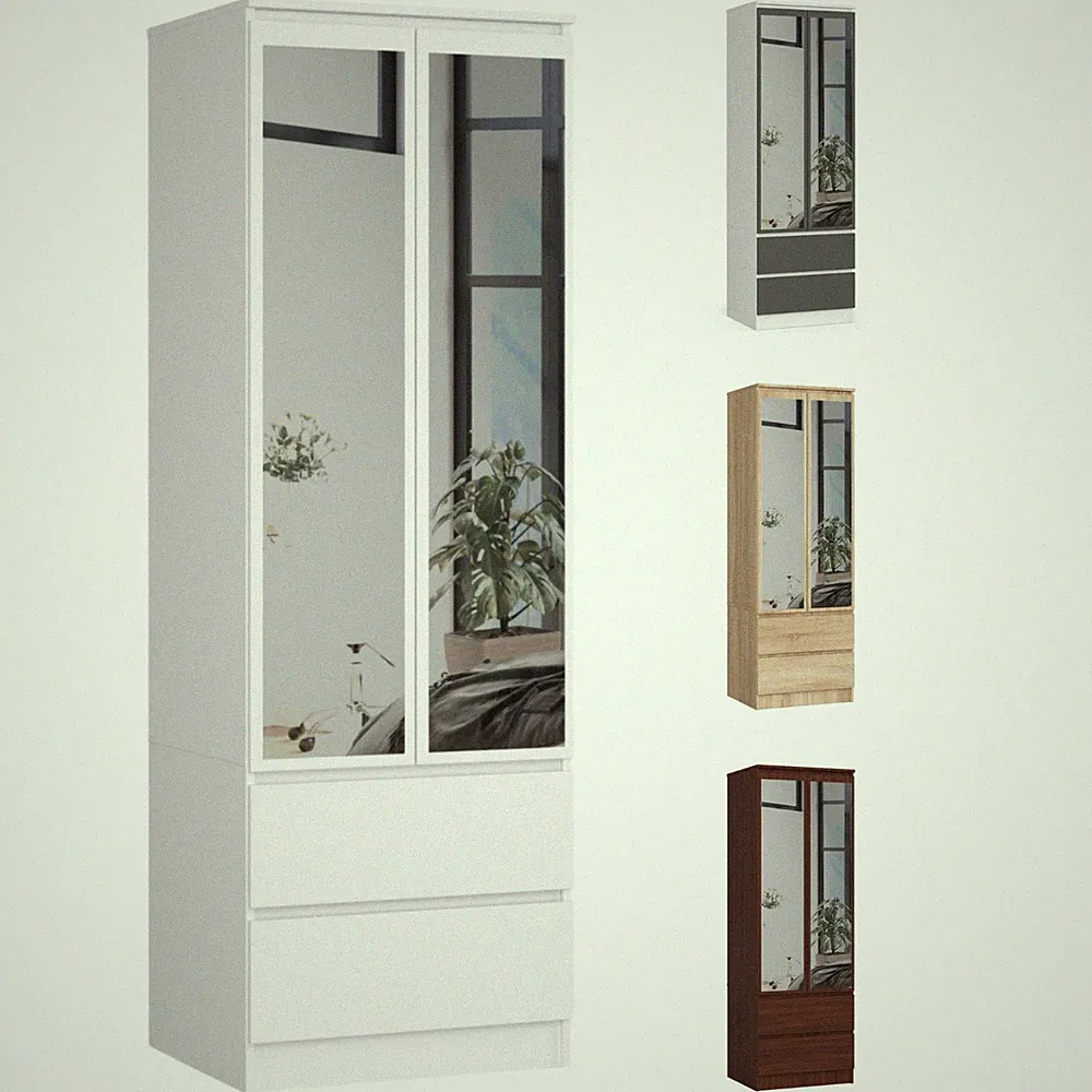 Kleiderschrank AKORD S60 mit Spiegel 60 cm 2 Türen 2 Schubladen B60xH180xT51 cm