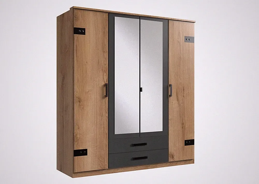 Kleiderschrank Cheston Plankeneiche 180x198x58 cm