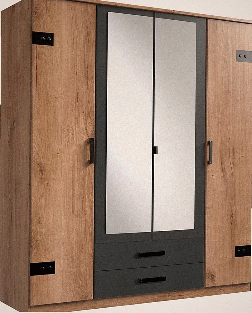 Kleiderschrank Cork Schlafzimmerschrank Plankeneiche graphit Ausführugn wählbar