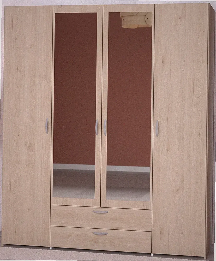 Kleiderschrank "Enjour" in Jackson Eiche Drehtürenschrank 4-türig mit Spiegel 16