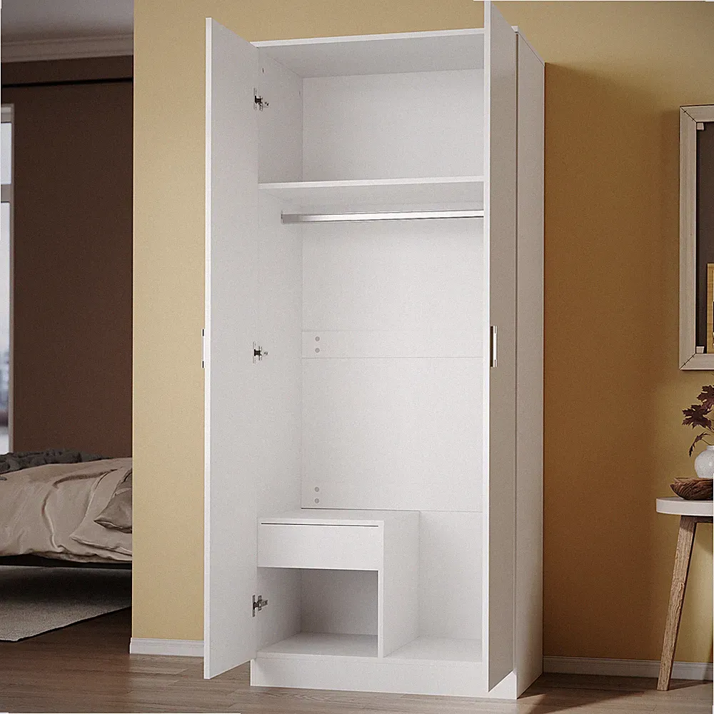 Kleiderschrank Garderobenschrank Garderobe Schrank 180cm Spiegel Weiß Hochglanz