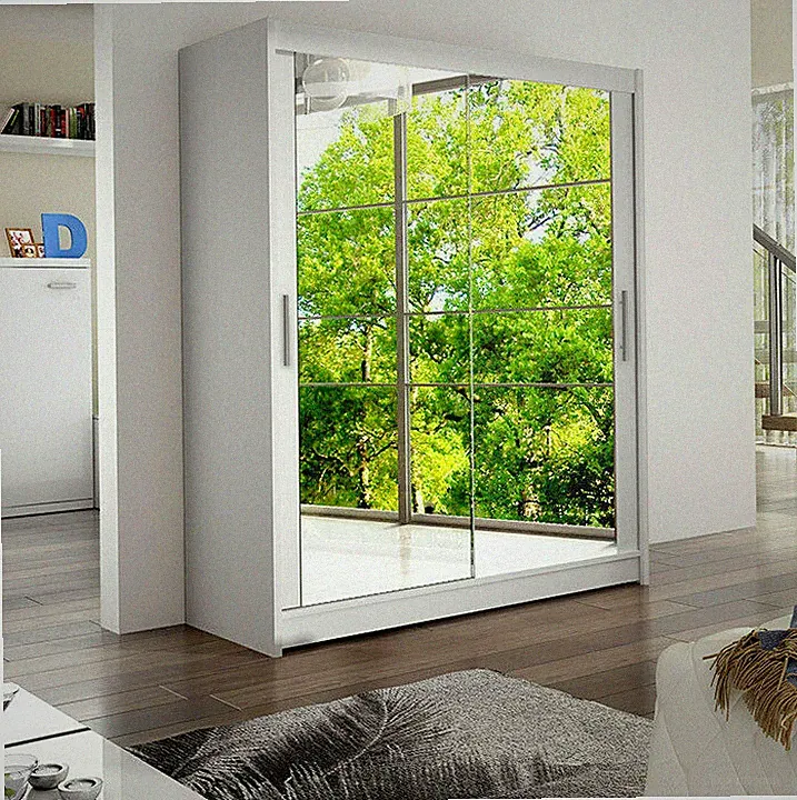 Kleiderschrank Harry XI VIP Schiebetür Spiegel Modern Stil Weiß Schlafzimmer