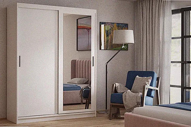 Kleiderschrank HENRIK 120 cm Schwebetürenschrank mit Spiegel TMXHOME