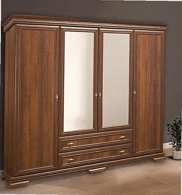 Kleiderschrank "Kora" Drehtürschrank 208cm 4-türig Spiegel samoa King rustikal