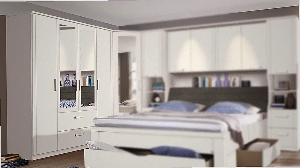 Kleiderschrank Lindau Schrank Drehtürenschrank Schlafzimmer in weiß mit Spiegel