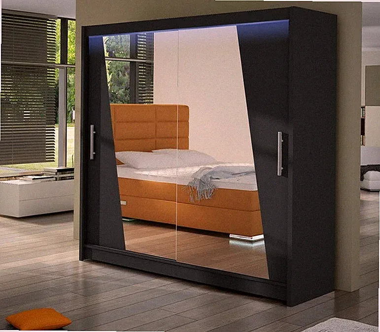 Kleiderschrank London XIV Spiegel Schiebetürenschrank Schlafzimmerschrank Modern