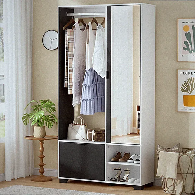 Kleiderschrank mit Spiegel 100x33x190cm,für Schlafzimmer,AnkleidezimmerGarderobe