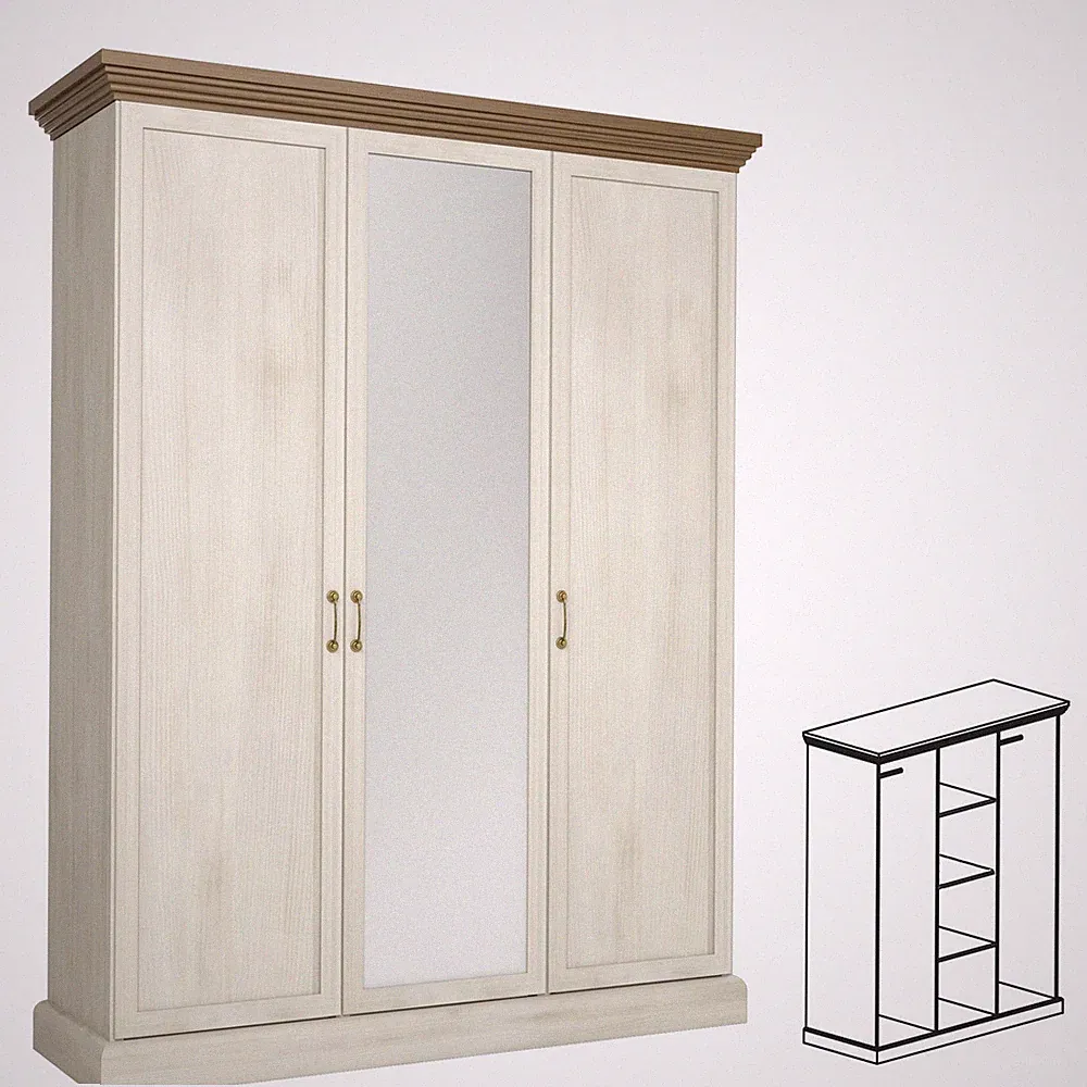 Kleiderschrank ROYAL Drehtürenschrank 3 Türiger mit Spiegel Schrank Schlafzimmer