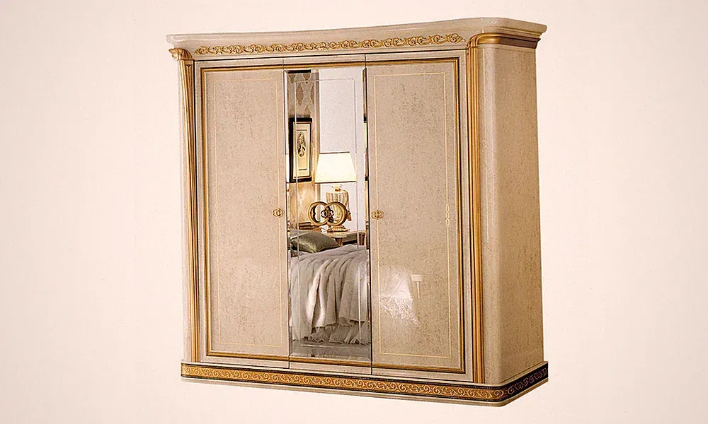Kleiderschrank Schlafzimmer Schrank Drehtüren Spiegel Hochglanz Stil Italienisch