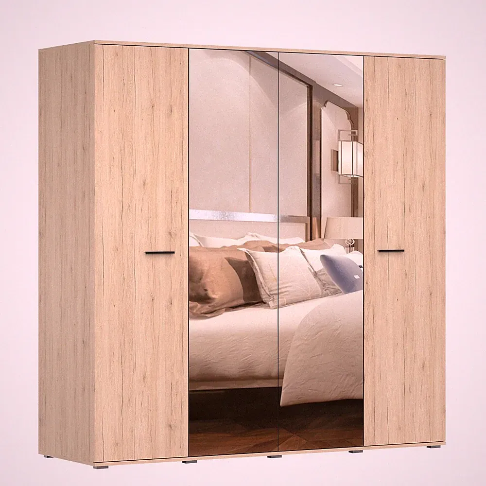 Kleiderschrank Schlafzimmer Spiegel Moderner Schrank Jugendzimmer BARI 200 cm