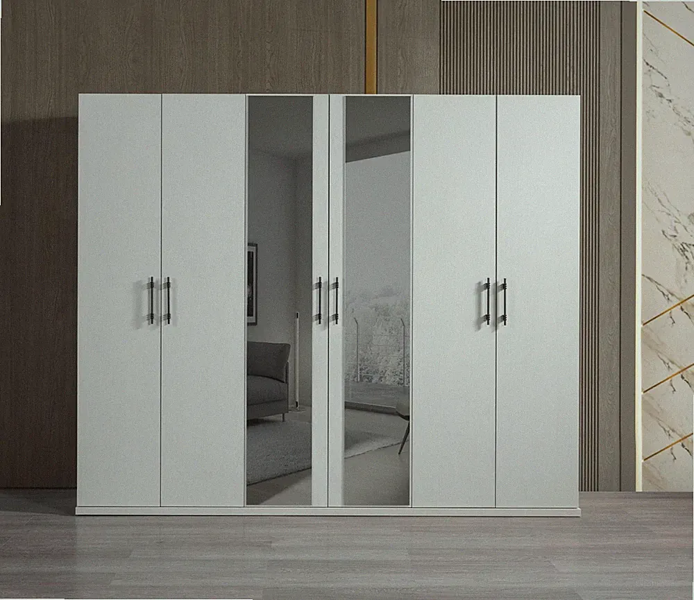 Kleiderschrank Schlafzimmer Weiß 254 cm modern Stauraum Möbel weiß