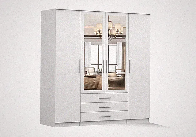 Kleiderschrank Schrank mit Spiegel Drehtürenschrank Schantal 4D 200