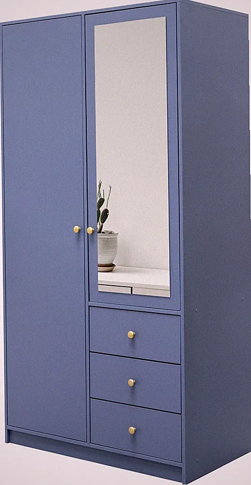 Kleiderschrank SIENA Drehtürenschrank Schrank 100 cm Spiegel 3 Schubladen