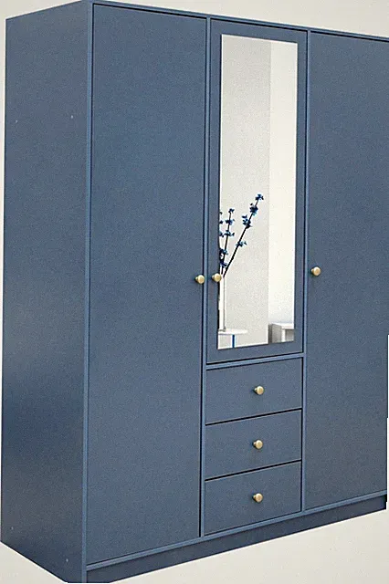 Kleiderschrank SIENA Drehtürenschrank Schrank 149 cm Spiegel 3 Schubladen