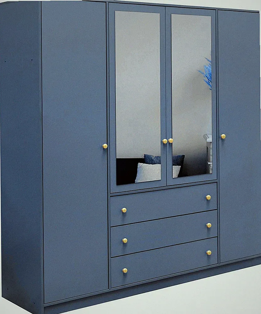 Kleiderschrank SIENA Drehtürenschrank Schrank 196cm Spiegel 3 Schubladen 4 Türen