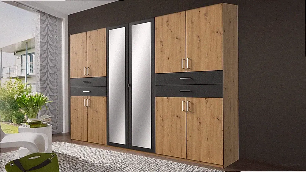 Kleiderschrank Taiga Schrank Drehtürenschrank Artisan Eiche graphit mit Spiegel