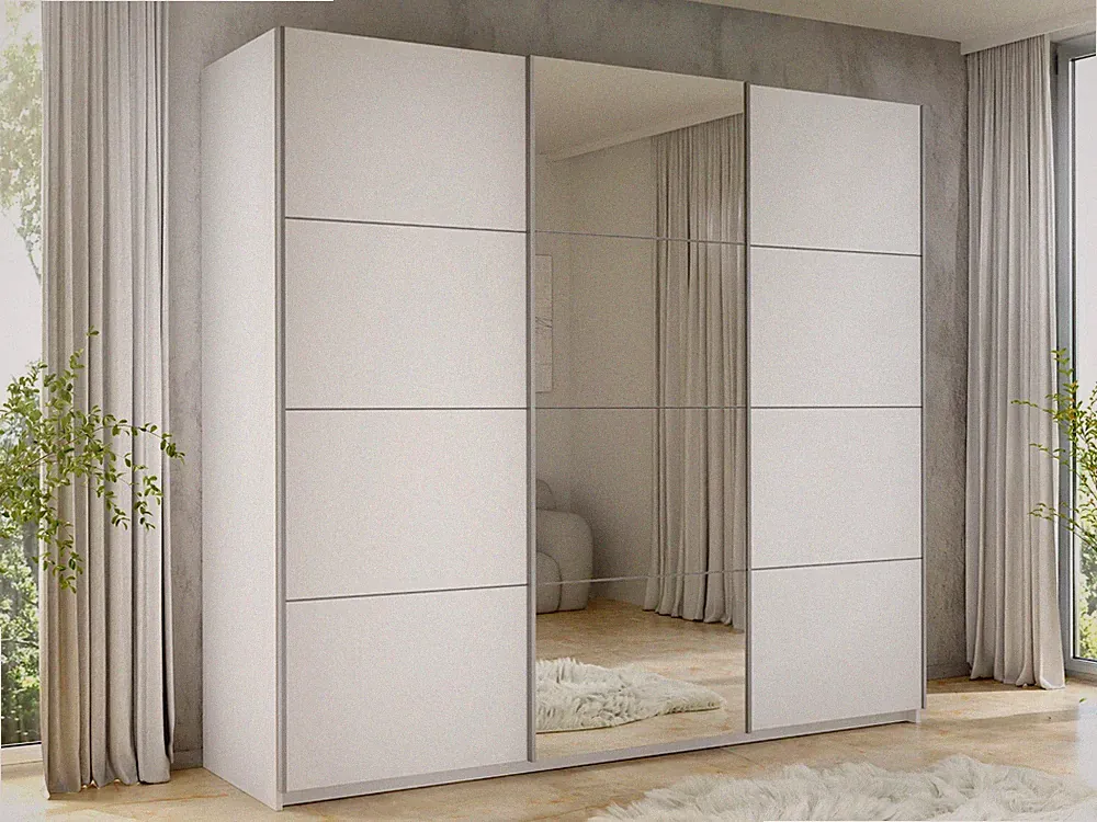 Kleiderschrank Tertulia 250 mit Spiegel Schiebetürenschrank Kleiderstange