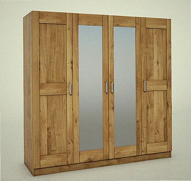 Kleiderschrank Toni Schrank Wildeiche teilmassiv geölt 4 türig Spiegel B. 202cm