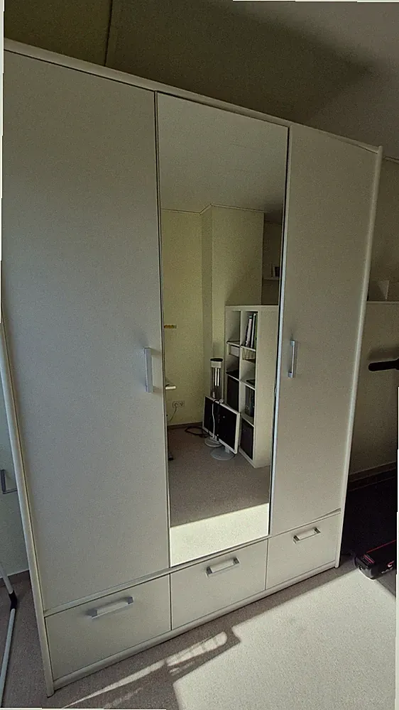 Kleiderschrank weiß mit Spiegel 1,50 m breit