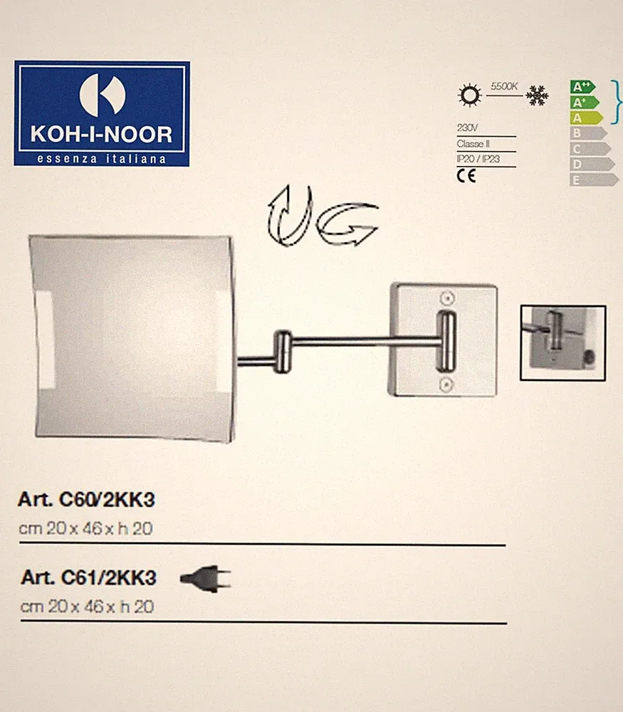 Koh-I-Noor LED Vergrößerungsspiegel QUADRO 61/2KK3 Doppelarm 3x