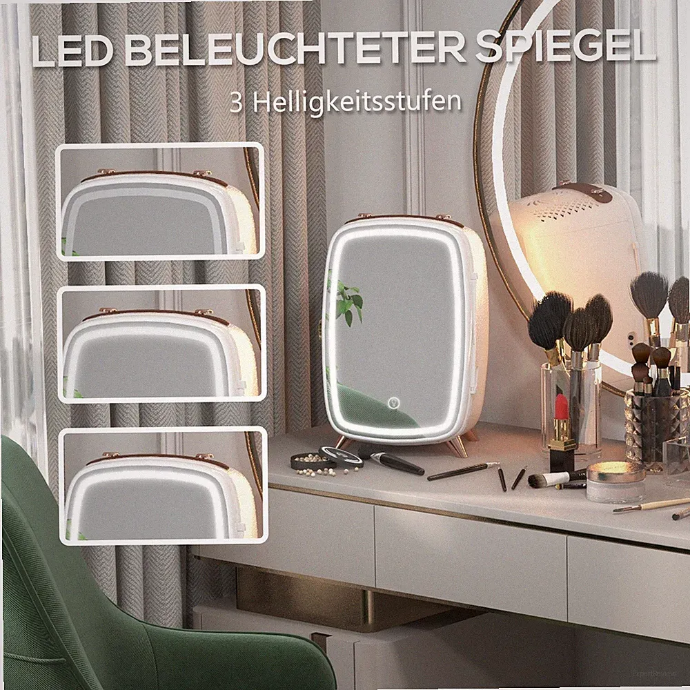 Kosmetik-Kühlschrank Mini-Kühlschrank 6L Weiß LED-Spiegel Tragbar