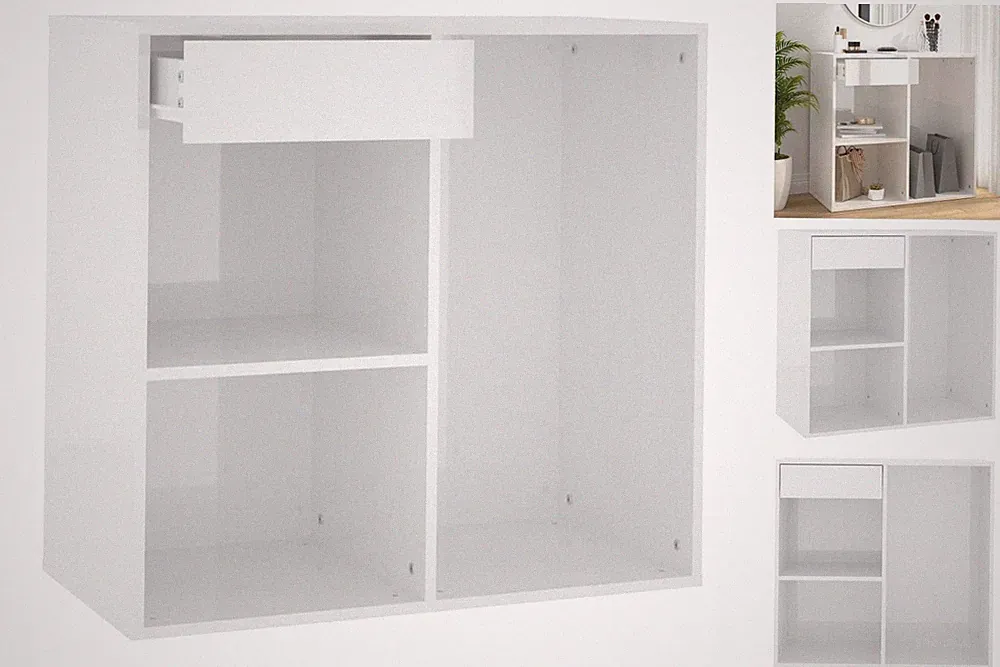 Kosmetikschrank Hochglanz-Weiß 80x40x75 Cm Spanplatte