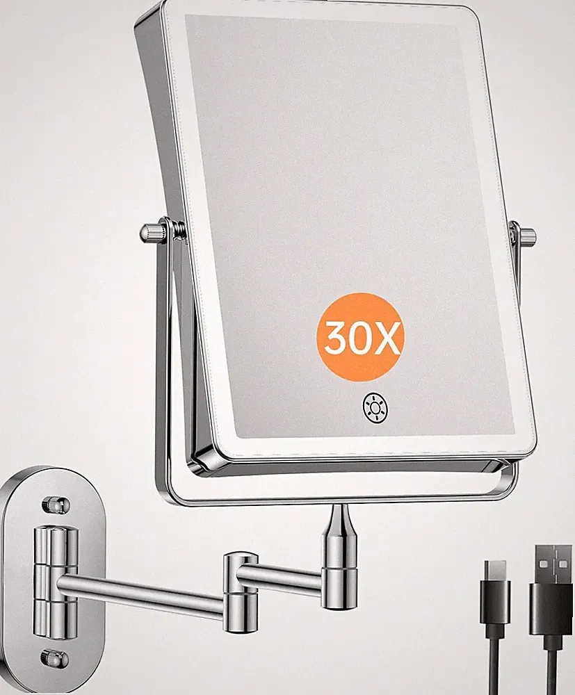 Kosmetikspiegel LED 4500mAh 1/3X Vergrößerung Dimmbar 360° Schwenkbar