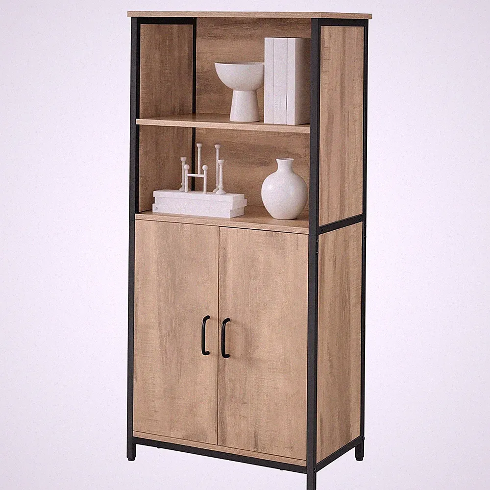 Küchenschrank, Bücherregal, 2 offene Fächer, Schrank mit verstellbaren Ablage...