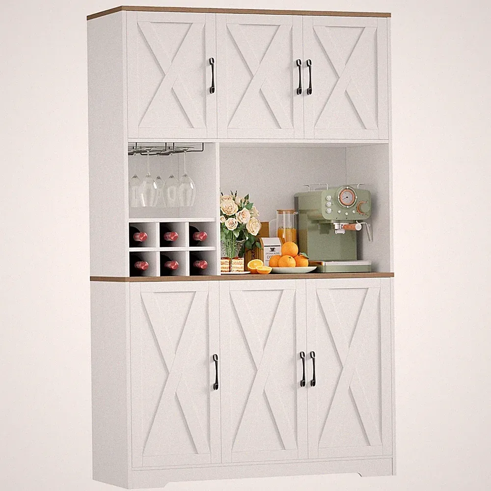 Küchenschrank Melamin 180x106x37cm Stauraum Weiß Multifunktional