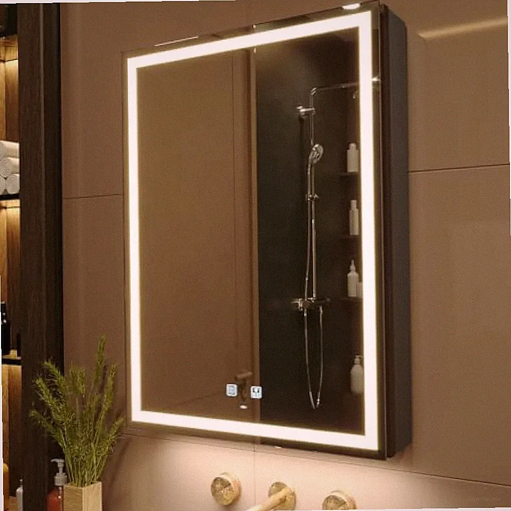 KWW 50 x 70 cm LED beleuchteter Badezimmer Medizinschrank mit Spiegel, Defogger
