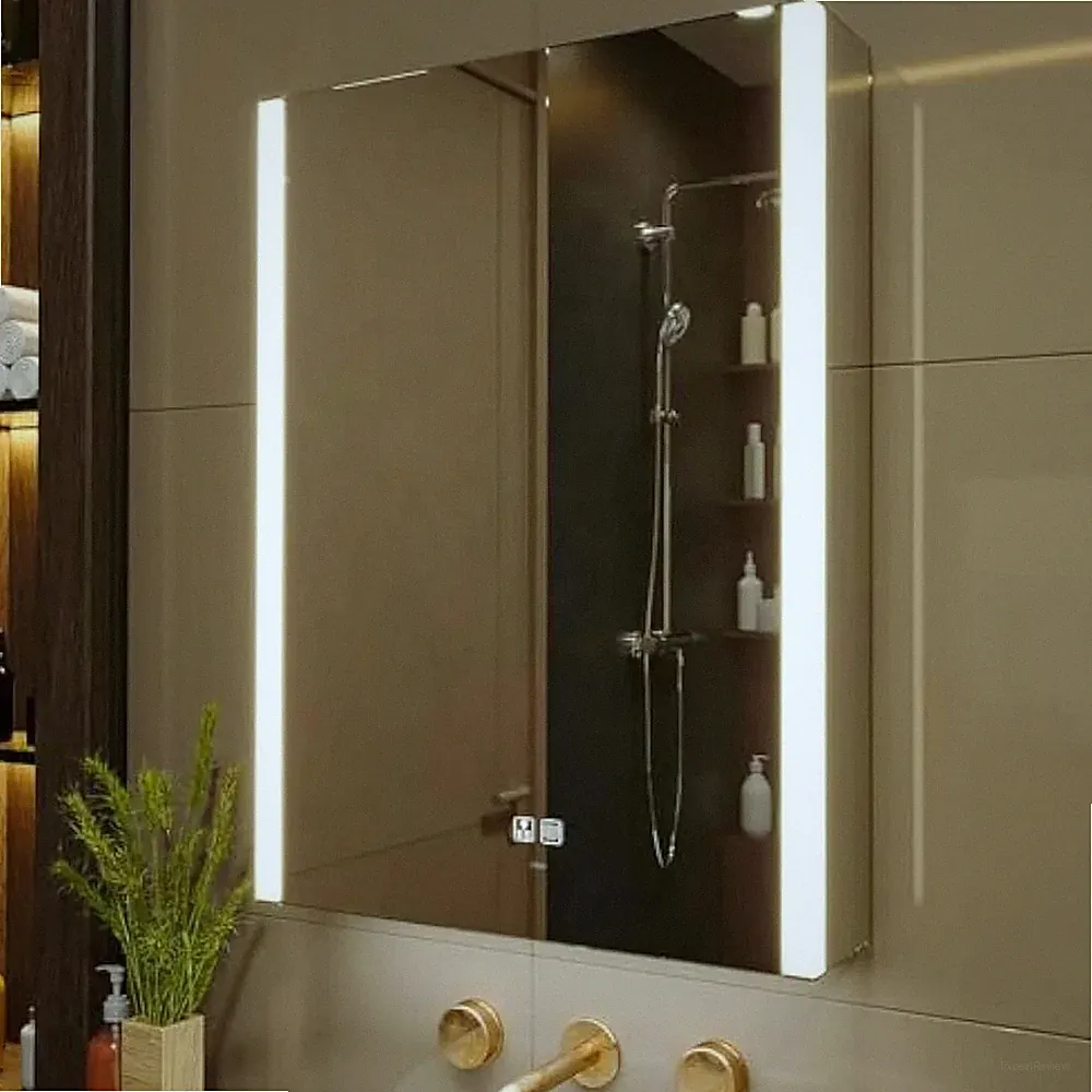 KWW LED Spiegel Medizinschrank mit Beleuchtung, LED Medizinschrank mit Heizung