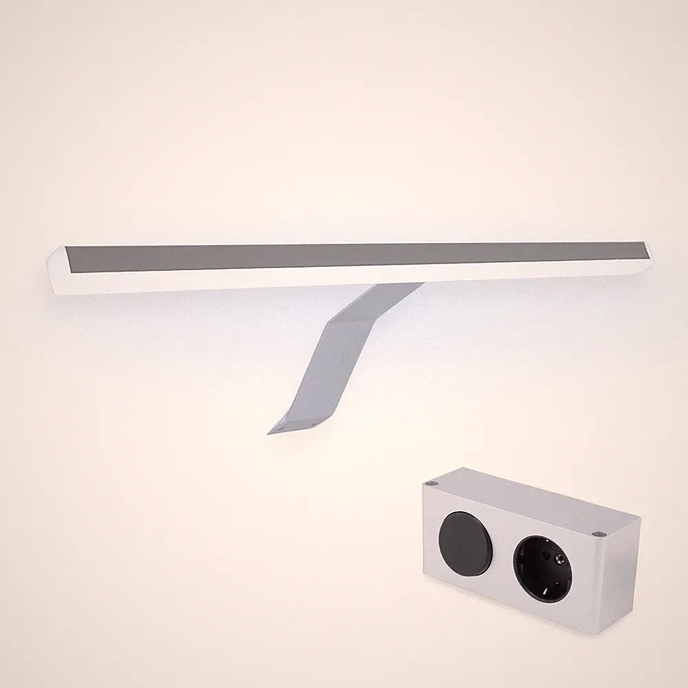 LED Aufbau Spiegelleuchte Lancea 34cm Steckdose & Schalter, silber