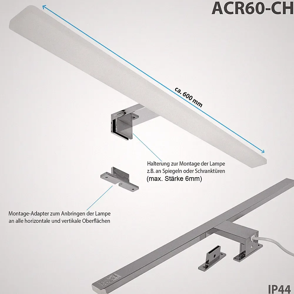 LED Bad Spiegelleuchte Badlampe 230V Schrankleuchte Spiegelschrank Leuchte