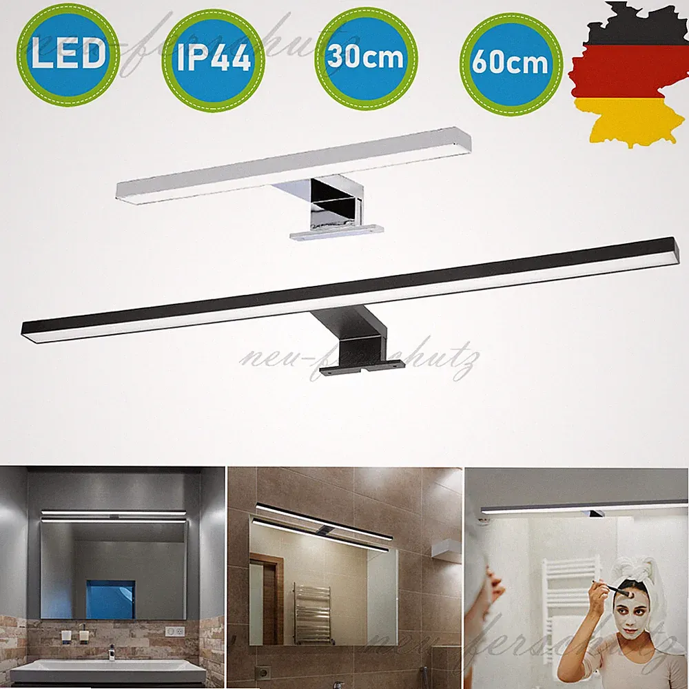 LED-Bad-Spiegelleuchte Beleuchtung Schminklicht Badezimmer IP44 Aufbaulampe 230V