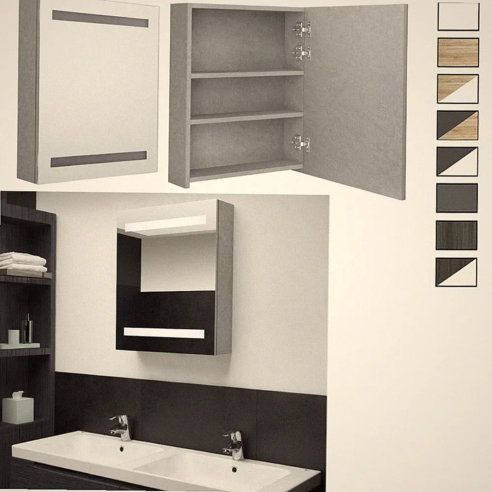 LED Bad Spiegelschrank Badezimmerspiegel Schrank Spiegel Hängeschrank 50x14x60cm